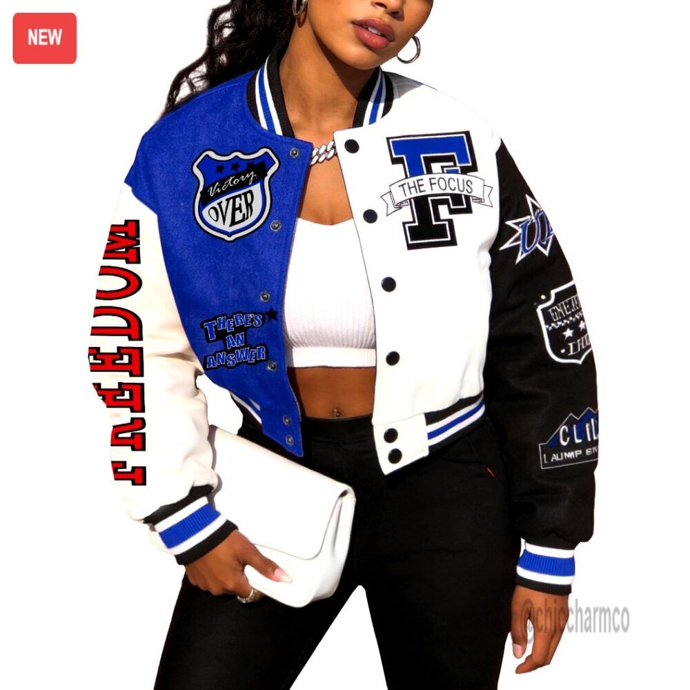 Cropped Varsity Jacket Lightweight Bomber Y2K Retro Streetwear Letterman